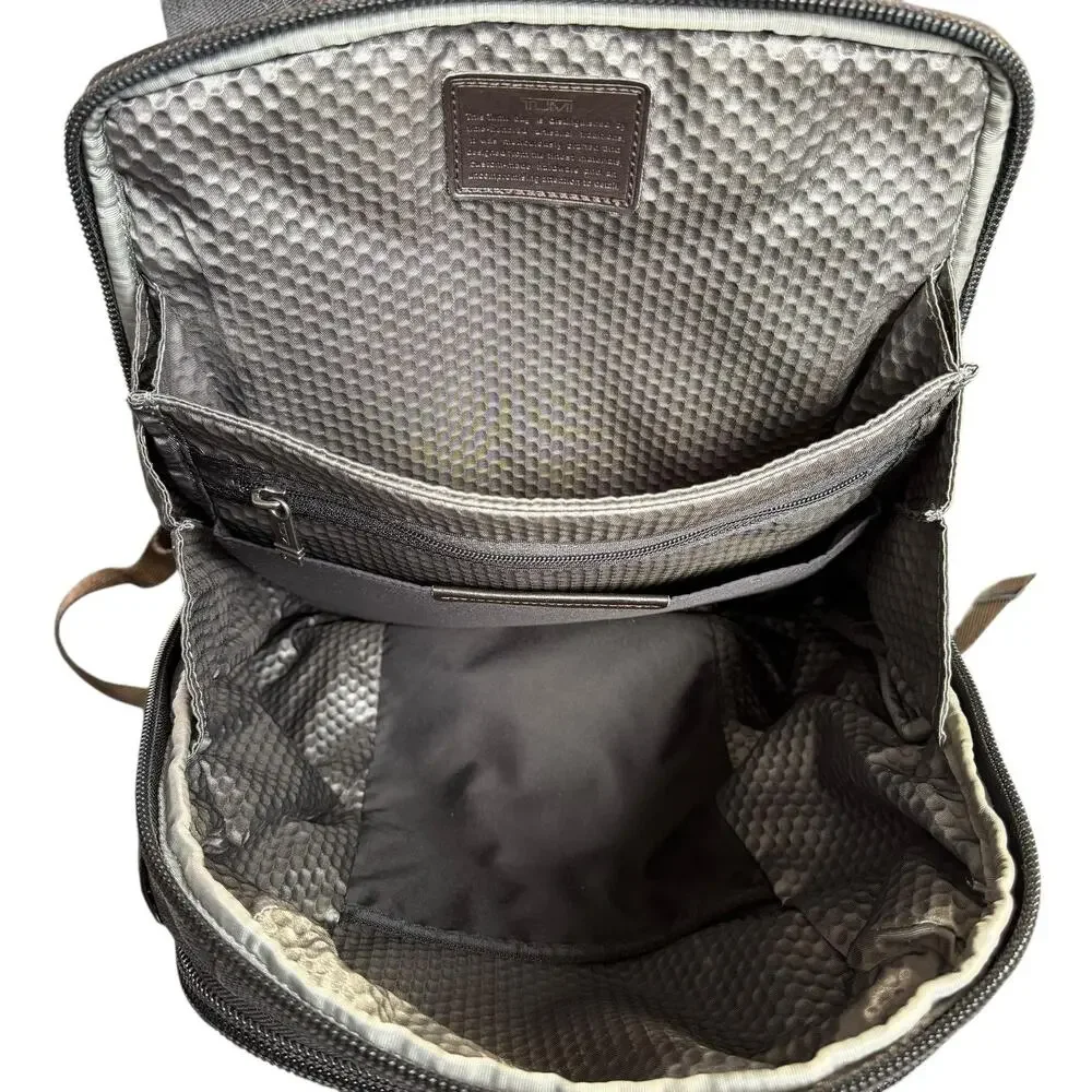 Tumi Gray Nylon Laptop Backpack Men One Size Multi Pocket Travel Bag Daypack